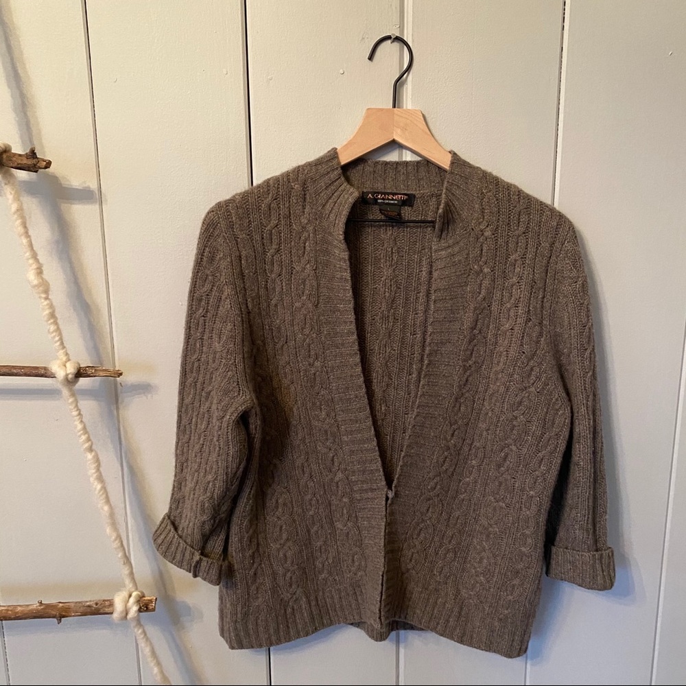 Brown Fall Cashmere Button Sweater Cardigan